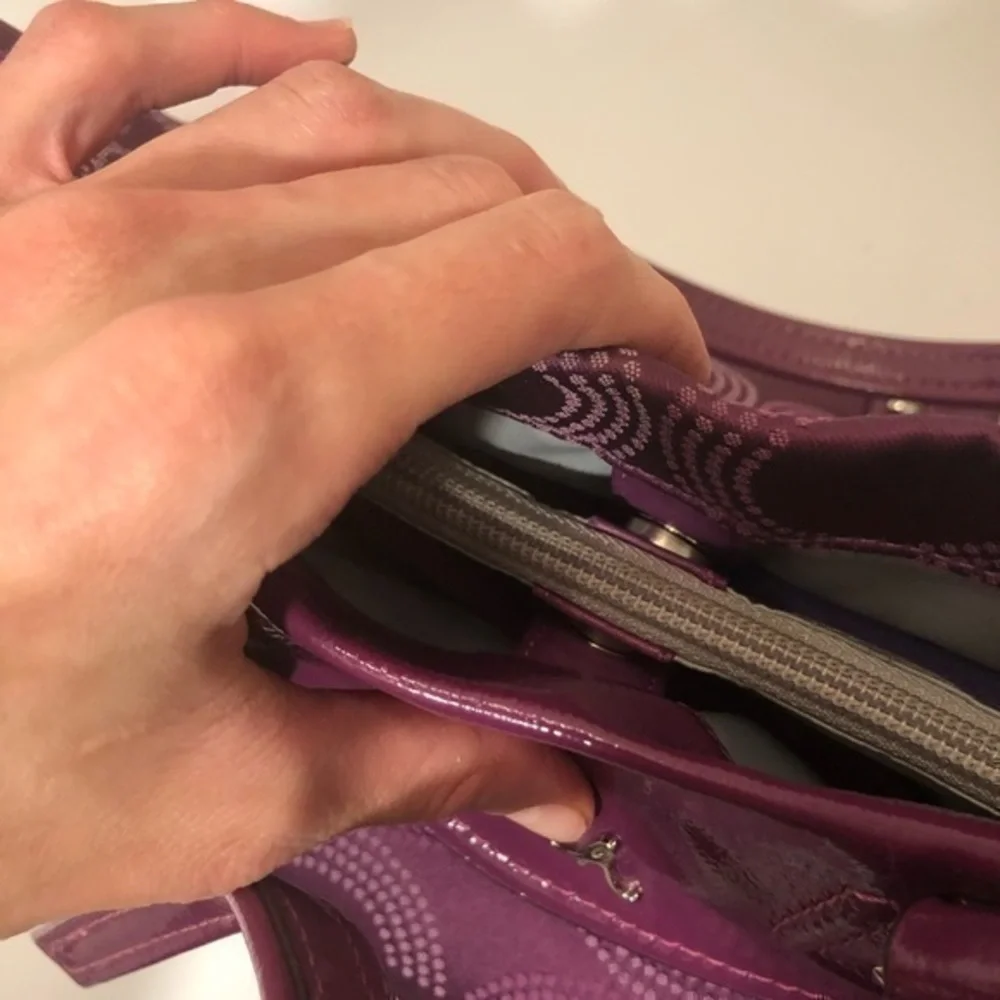 Coach Ashley y2k signature purple dotted Op Art bag  F20049